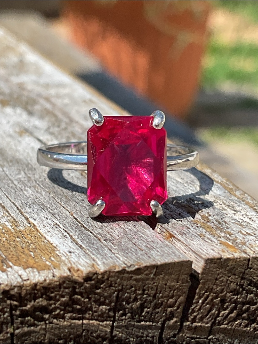 Ruby Rose Cut .925 Silver Ring 7